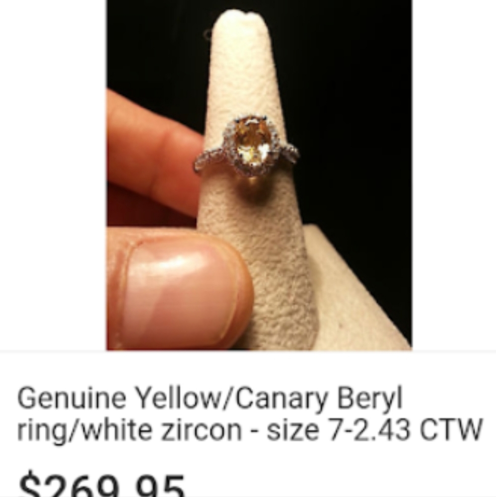 Yellow canary beryl ring size 7
